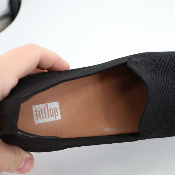 FitFlop Allegro Shoes 7 Loafer Black Textile Knit Slip On Ballet Flats - Picture 9 of 11